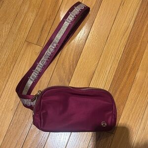 Lululemon Athletica Maroon Crossbody Bag with Logo Strap